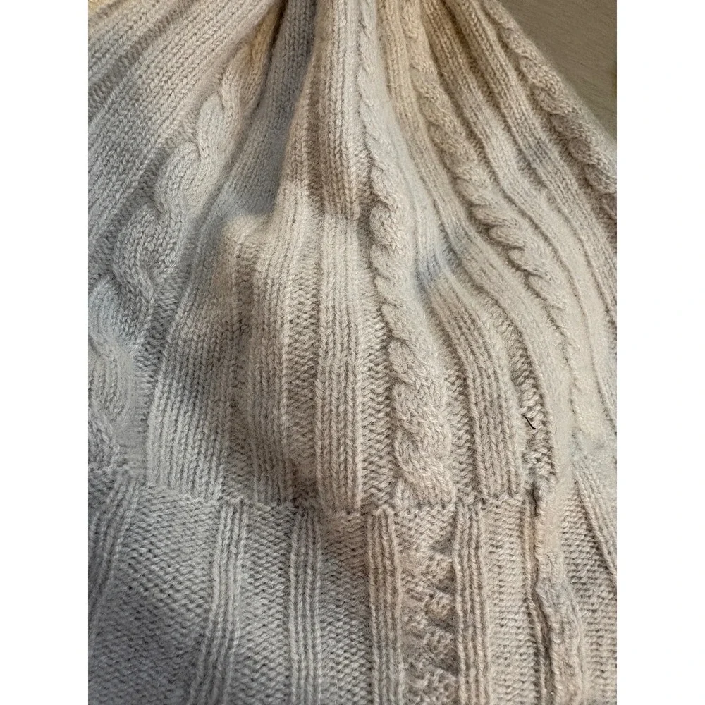Fisher Finery 100‎ Cashmere Cable Knit Beanie Hat Gloves Set Beige Women OS